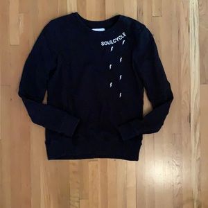 SoulCycle black crewneck w/ lightning bolt detail